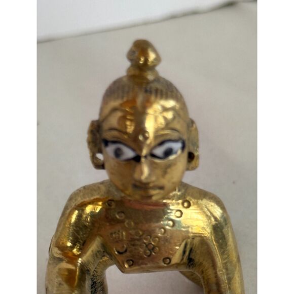 Vintage Brass Makhan Chor Laddu Gopal Baby Krishna Statue - Picture 2 of 9